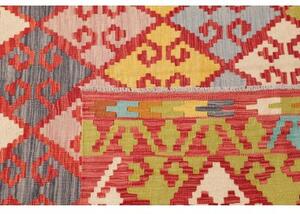 Tappeto Kilim Geometrico Rosso Mattone Multicolore 203x297 Cm
