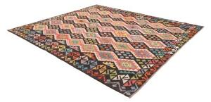 Tappeto Kilim Geometrico Nero Multicolore 254x287 Cm