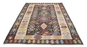 Tappeto Kilim Geometrico Nero Avorio 169x256 Cm