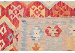 Tappeto Kilim Geometrico Rosso Beige 206x299 Cm