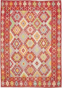 Tappeto Kilim Geometrico Rosso Multicolore 205x290 Cm