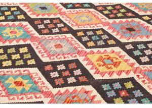 Tappeto Kilim Geometrico Nero Multicolore 254x287 Cm