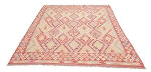 Tappeto Kilim Geometrico Rosso Avorio 179x235 Cm