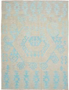 Tappeto Kilim Geometrico Beige Azzurro 184x244 Cm