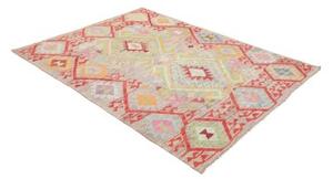 Tappeto Kilim Geometrico Beige Rosso 154x201 Cm