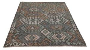 Tappeto Kilim Geometrico Grigio Scuro Marrone 128x185 Cm