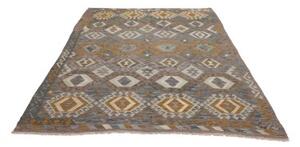 Tappeto Kilim Geometrico Marrone Blu 179x252 Cm