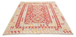 Tappeto Kilim Stilizzato Rosso Beige 172x234 Cm