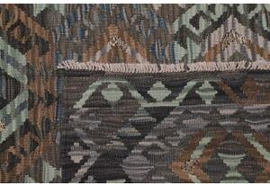 Tappeto Kilim Geometrico Marrone Scuro Verde Acqua 168x204 Cm