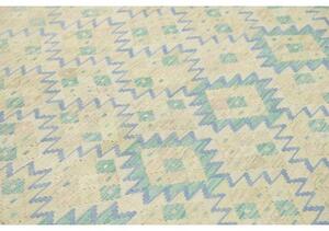 Tappeto Kilim Geometrico Beige Azzurro 173x250 Cm