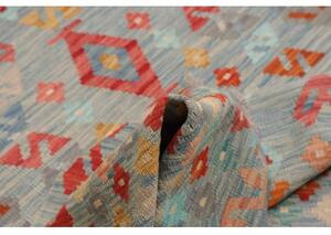 Tappeto Kilim Geometrico Azzurro Rosso 158x205 Cm