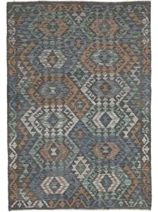 Tappeto Kilim Geometrico Grigio Scuro Marrone 128x185 Cm