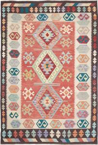 Tappeto Kilim Stilizzato Terracotta Avorio 178x260 Cm