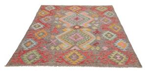 Tappeto Kilim Geometrico Marrone Taupe Multicolore 154x195 Cm