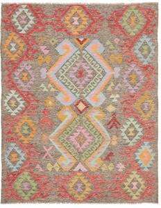 Tappeto Kilim Geometrico Marrone Taupe Multicolore 154x195 Cm