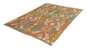 Tappeto Kilim Geometrico Verde Oliva Multicolore 150x200 Cm