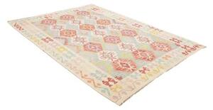 Tappeto Kilim Stilizzato Avorio Azzurro 180x243 Cm