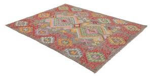 Tappeto Kilim Geometrico Marrone Taupe Multicolore 154x195 Cm