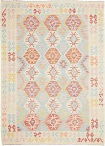 Tappeto Kilim Stilizzato Avorio Azzurro 180x243 Cm