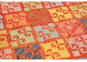 Tappeto Kilim Geometrico Rosso Multicolore 190x235 Cm