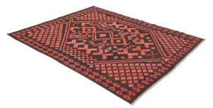 Tappeto Kilim Geometrico Nero Corallo 160x196 Cm