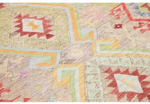 Tappeto Kilim Geometrico Beige Rosso 154x201 Cm