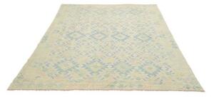 Tappeto Kilim Geometrico Beige Azzurro 173x250 Cm