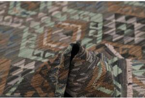 Tappeto Kilim Geometrico Marrone Scuro Verde Acqua 168x204 Cm