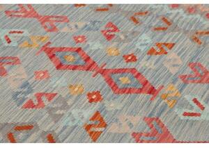 Tappeto Kilim Geometrico Azzurro Rosso 158x205 Cm