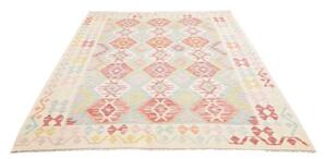 Tappeto Kilim Stilizzato Avorio Azzurro 180x243 Cm