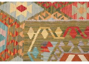 Tappeto Kilim Geometrico Verde Oliva Rosso Mattone 180x246 Cm