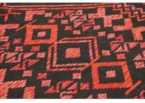 Tappeto Kilim Geometrico Nero Corallo 160x196 Cm