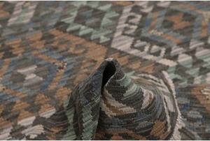 Tappeto Kilim Geometrico Grigio Scuro Marrone 128x185 Cm