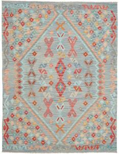Tappeto Kilim Geometrico Azzurro Rosso 158x205 Cm