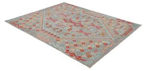 Tappeto Kilim Geometrico Azzurro Rosso 158x205 Cm