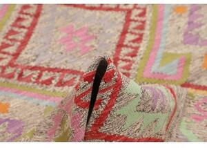 Tappeto Kilim Geometrico Grigio Tortora Rosso 152x208 Cm