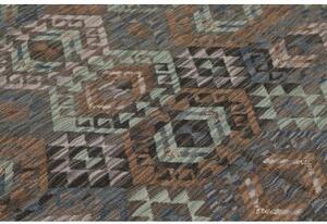 Tappeto Kilim Geometrico Marrone Scuro Verde Acqua 168x204 Cm