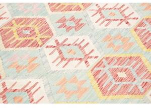 Tappeto Kilim Stilizzato Avorio Azzurro 180x243 Cm