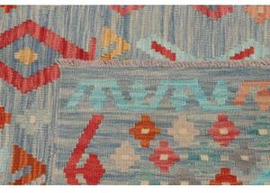 Tappeto Kilim Geometrico Azzurro Rosso 158x205 Cm