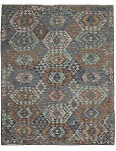 Tappeto Kilim Geometrico Marrone Scuro Verde Acqua 168x204 Cm