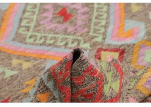 Tappeto Kilim Geometrico Marrone Taupe Multicolore 154x195 Cm