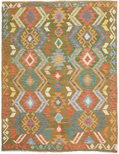 Tappeto Kilim Geometrico Verde Oliva Multicolore 150x200 Cm