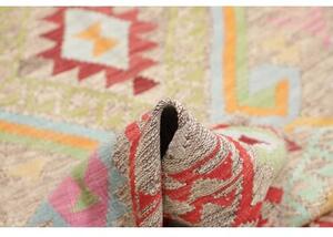 Tappeto Kilim Geometrico Beige Rosso 154x201 Cm