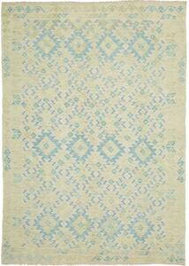 Tappeto Kilim Geometrico Beige Azzurro 173x250 Cm