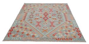 Tappeto Kilim Geometrico Azzurro Rosso 158x205 Cm