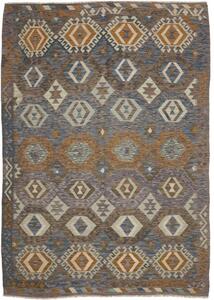 Tappeto Kilim Geometrico Marrone Blu 179x252 Cm