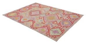 Tappeto Kilim Geometrico Grigio Tortora Rosso 152x208 Cm
