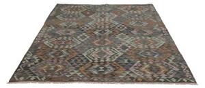 Tappeto Kilim Geometrico Marrone Scuro Verde Acqua 168x204 Cm