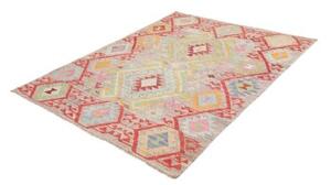 Tappeto Kilim Geometrico Beige Rosso 154x201 Cm