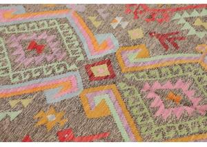 Tappeto Kilim Geometrico Marrone Taupe Multicolore 154x195 Cm